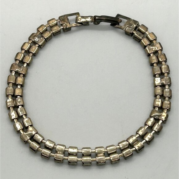 Vintage 2 Strand Rhinestone Bracelet With Fold Over Clasp - Picture 8 of 12